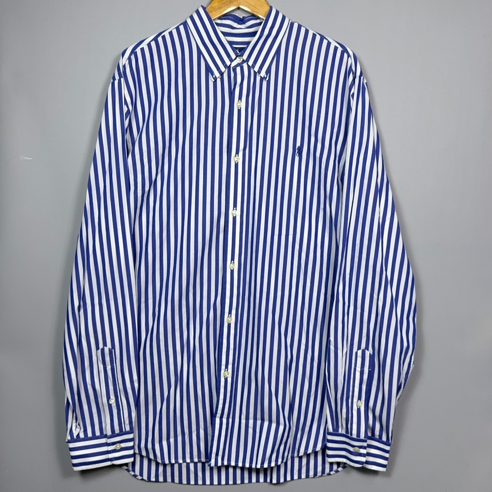 Polo Ralph Lauren Classic Fit Striped Shirt Mens Size XXL Striped Blue Preppy